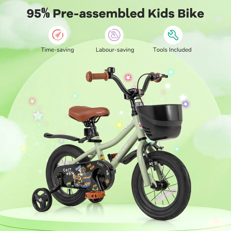 14-Inch Kids Bike Adjustable with Training Wheels for 3-5 Years Old by DirectDeals