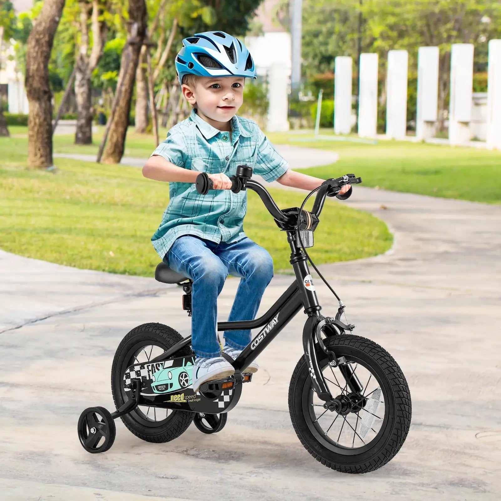 12 Inch Kids Bike Adjustable for 3-4 Years Old with Low-Step Frame by DirectDeals