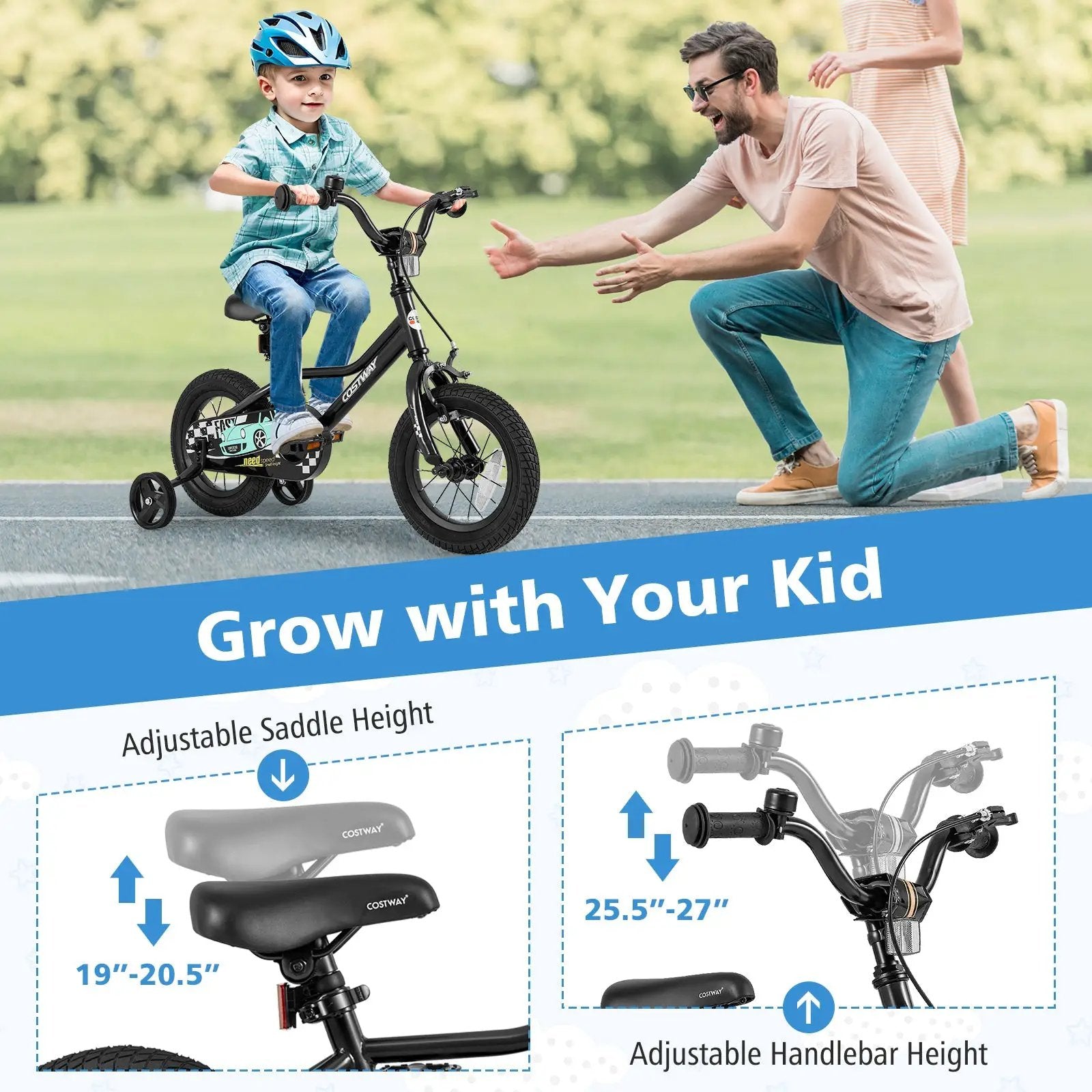 12 Inch Kids Bike Adjustable for 3-4 Years Old with Low-Step Frame by DirectDeals