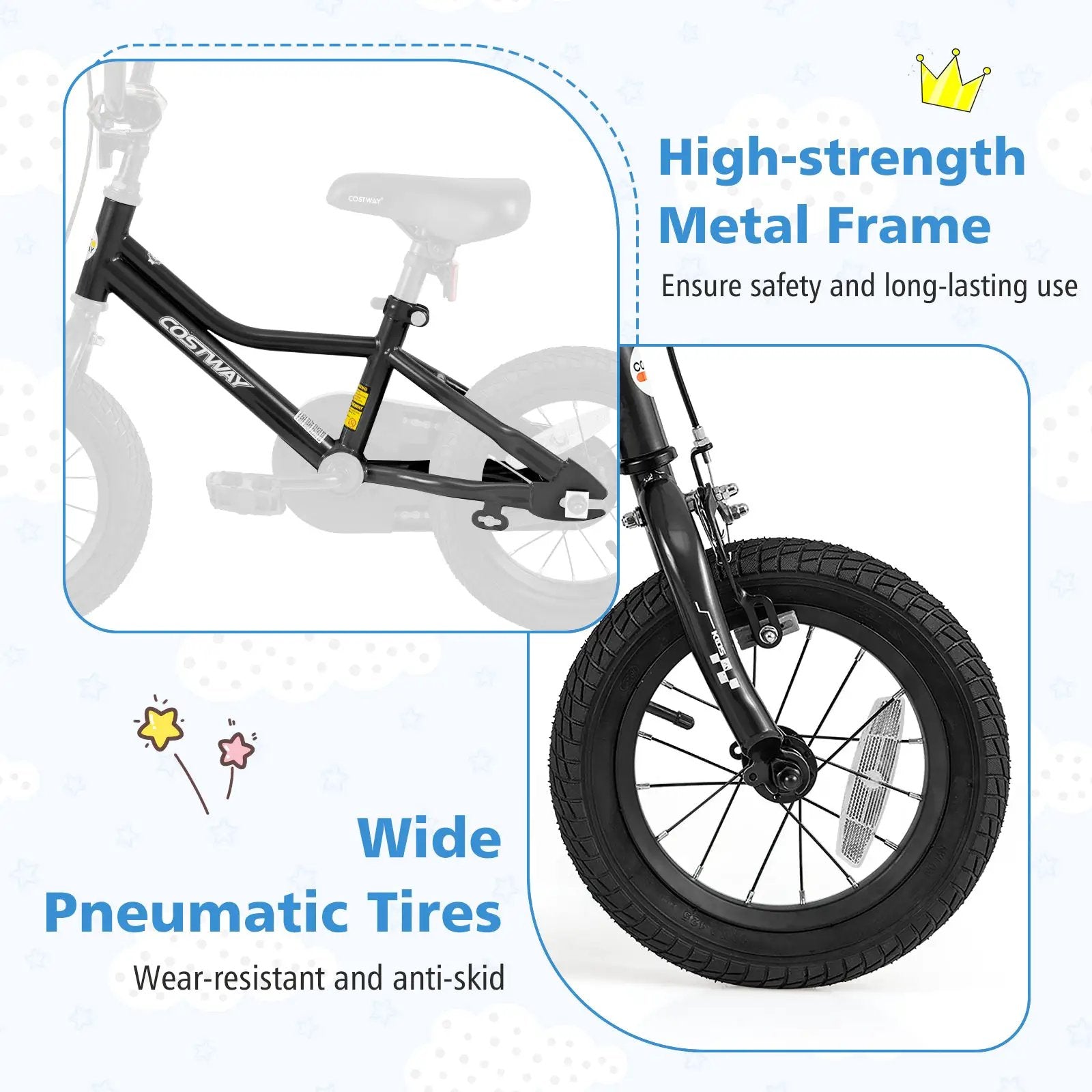 12 Inch Kids Bike Adjustable for 3-4 Years Old with Low-Step Frame by DirectDeals