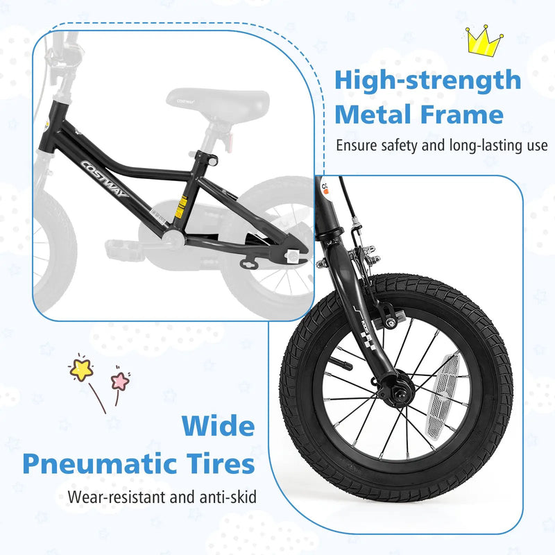 12 Inch Kids Bike Adjustable for 3-4 Years Old with Low-Step Frame by DirectDeals