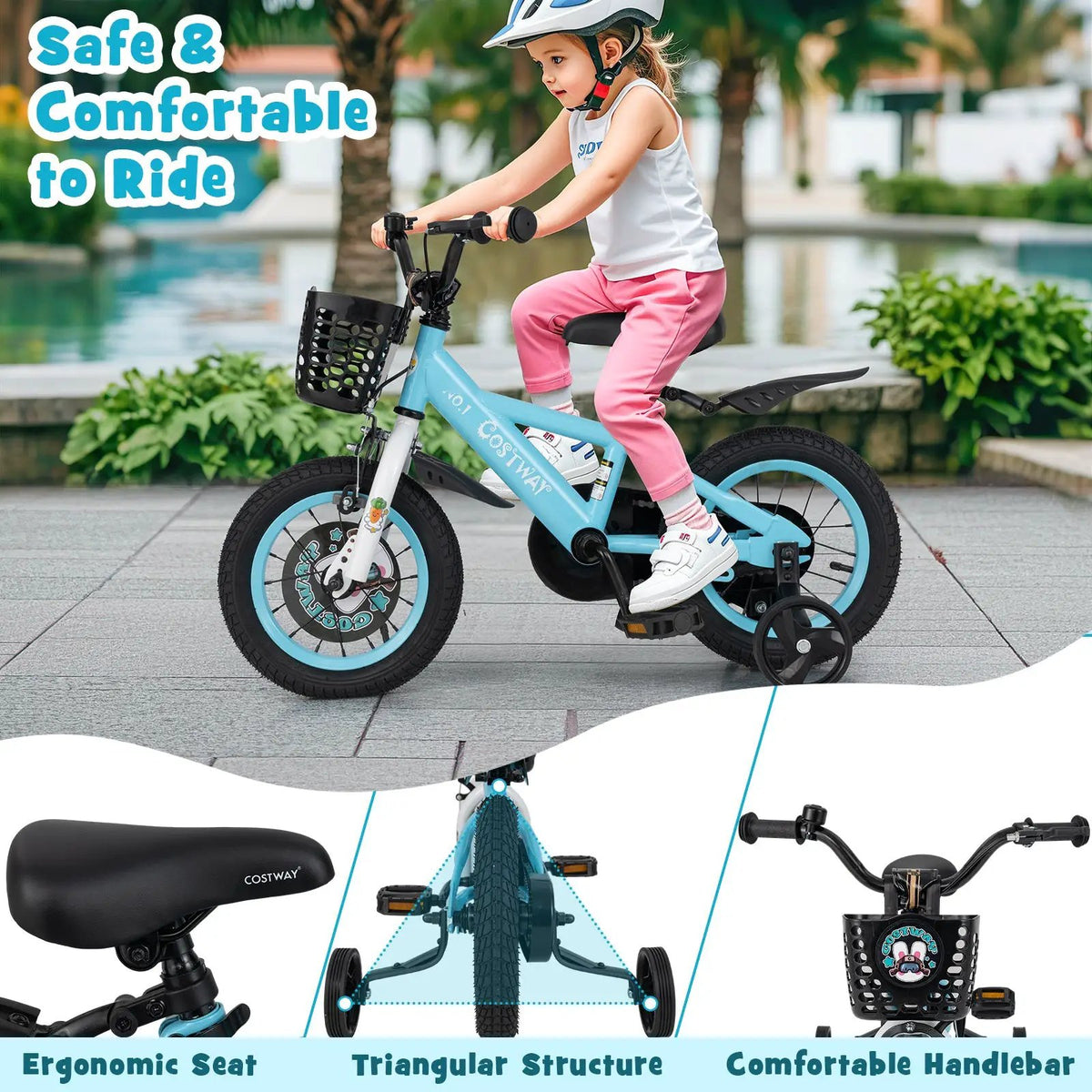 14 Inch Kids Bike with Adjustable Handlebar and Saddle for 3-5 Years Old-14 inches by DirectDeals