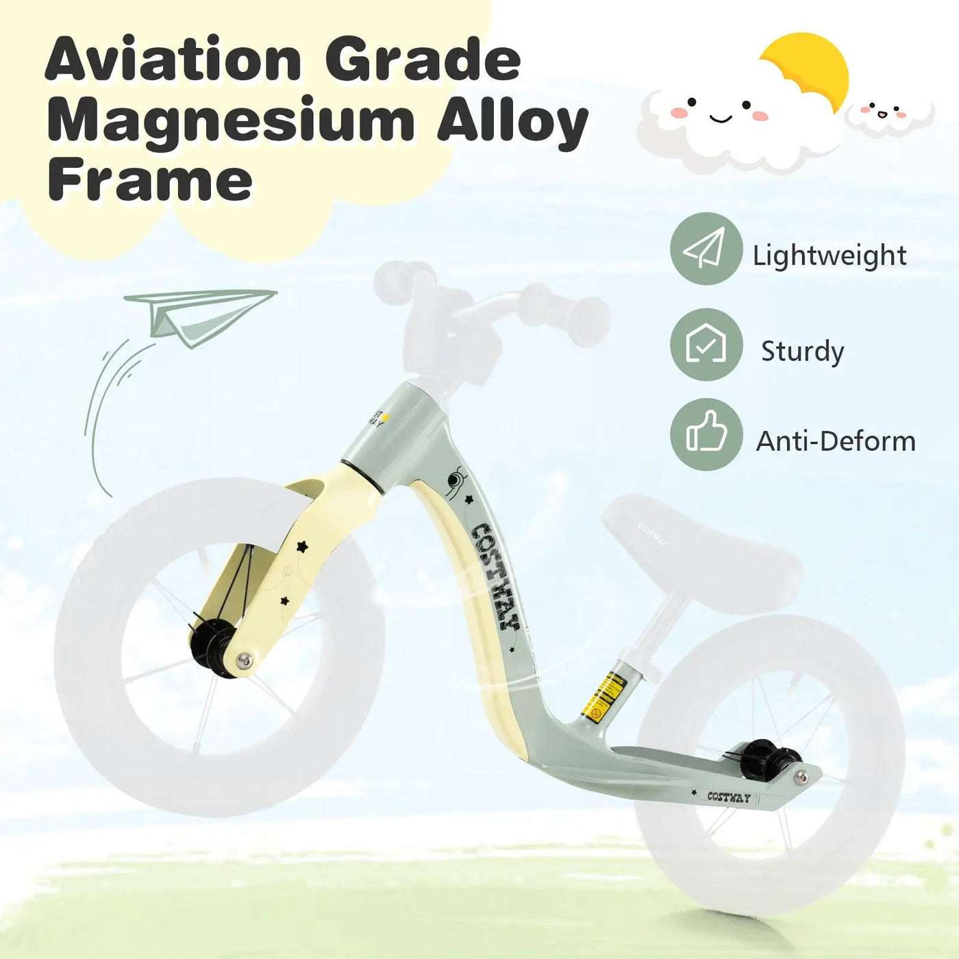 12-Inch Balance Bike with Adjustable Seat and Rotatable Handlebar for Over 36 Months Old by DirectDeals