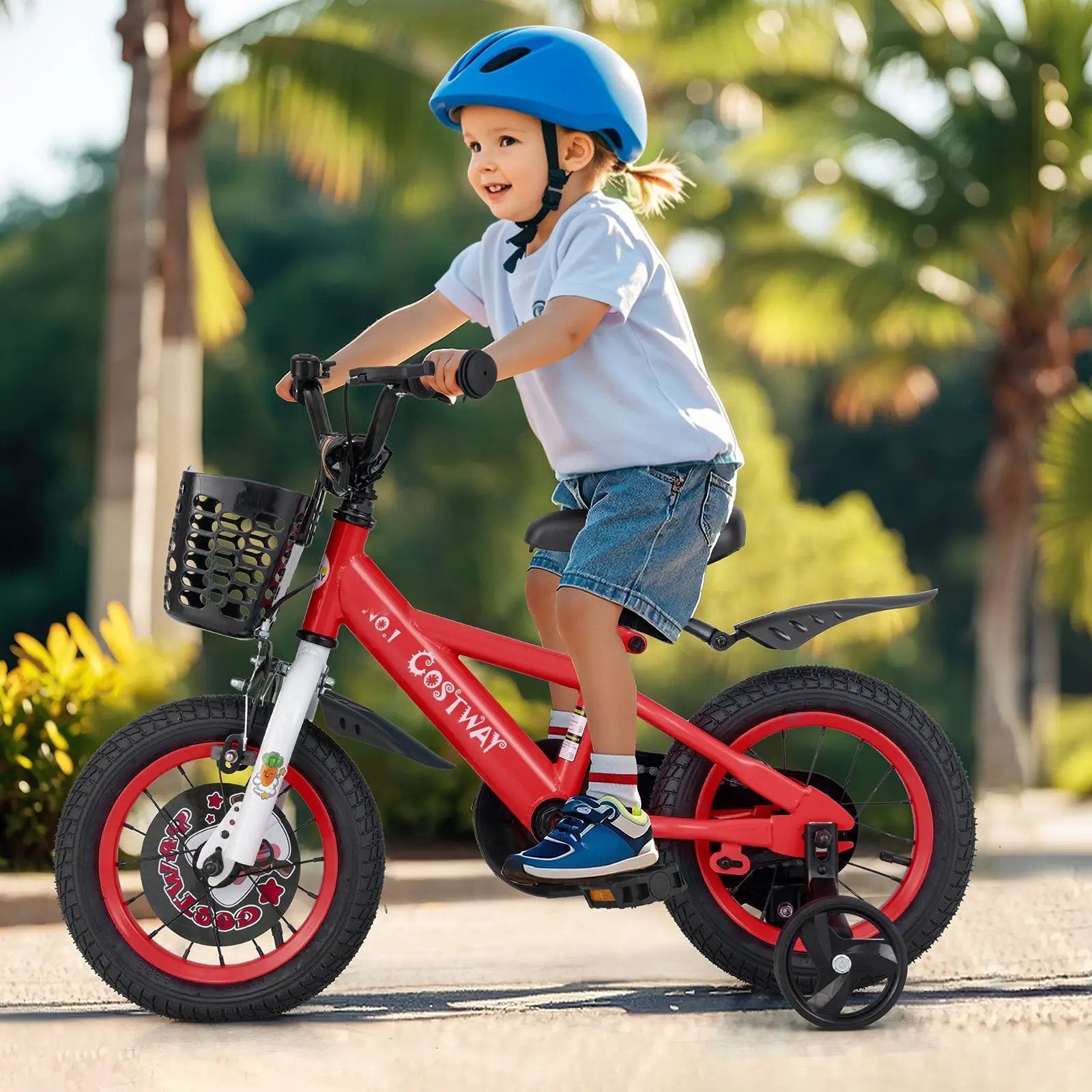 14 Inch Kids Bike Adjustable with Storage Basket and Double Brake for 3-5 Years Old-14 inches by DirectDeals