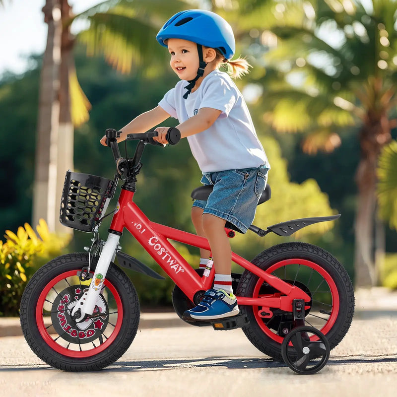 14 Inch Kids Bike Adjustable with Storage Basket and Double Brake for 3-5 Years Old-14 inches by DirectDeals