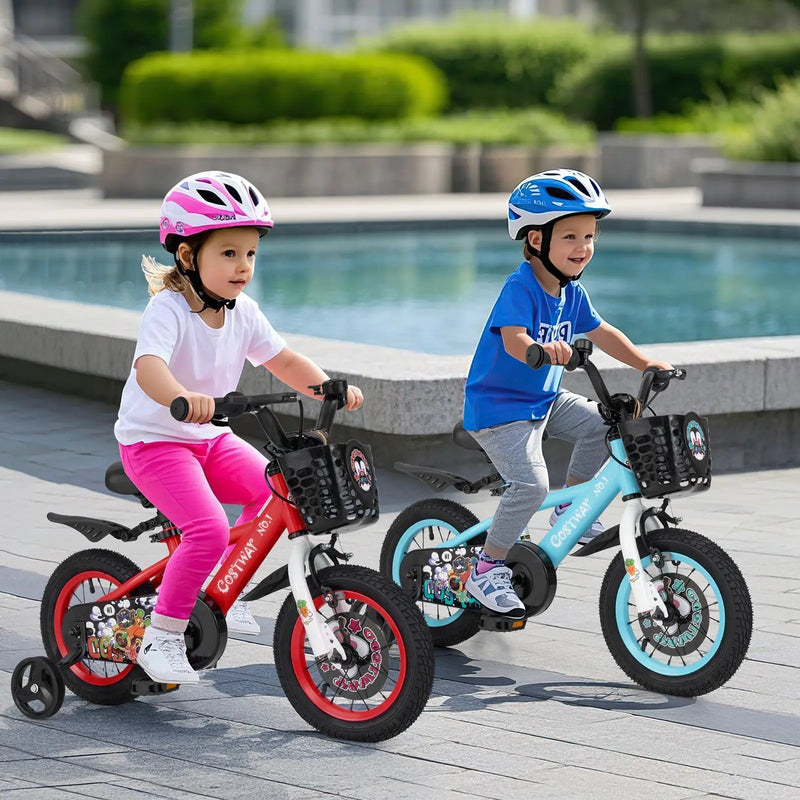 14 Inch Kids Bike Adjustable with Storage Basket and Double Brake for 3-5 Years Old-14 inches by DirectDeals