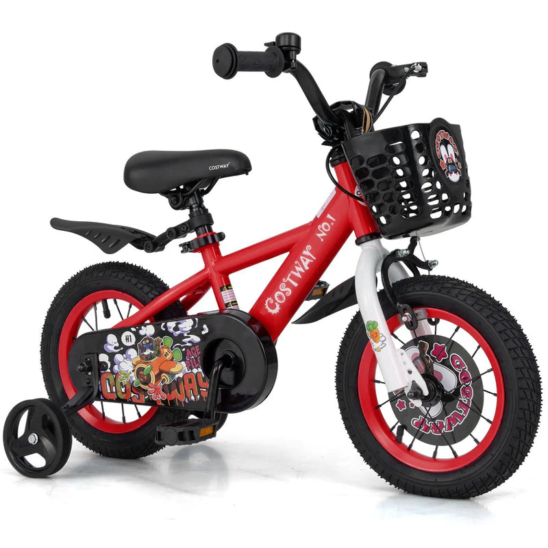 14 Inch Kids Bike Adjustable with Storage Basket and Double Brake for 3-5 Years Old-14 inches by DirectDeals