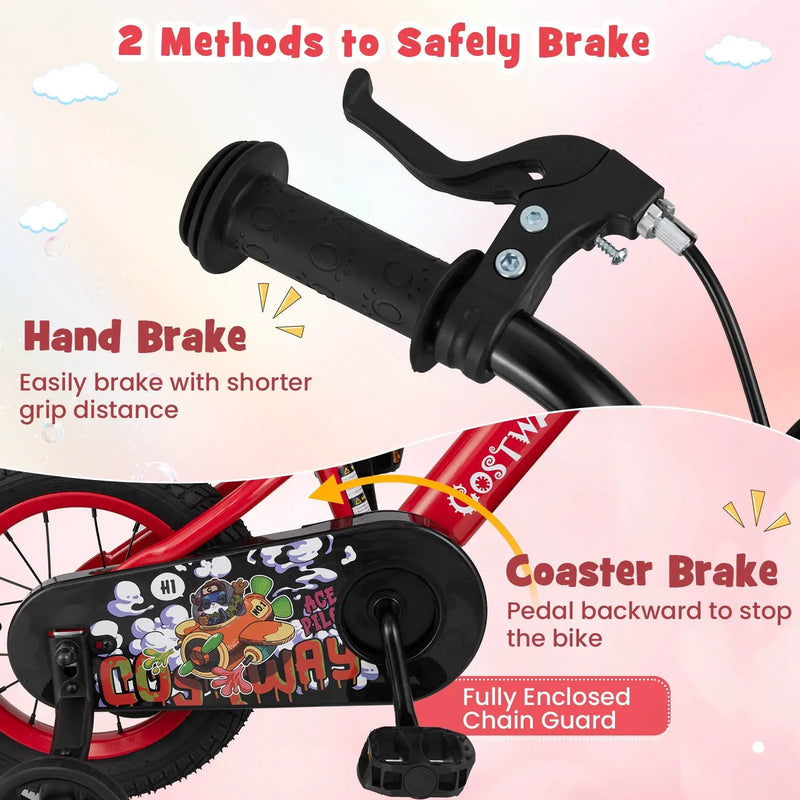 14 Inch Kids Bike Adjustable with Storage Basket and Double Brake for 3-5 Years Old-14 inches by DirectDeals