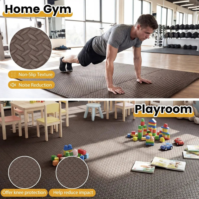 Puzzle Exercise Floor Mats 1/2 Inch Thick - 12 Tiles by DirectDeals