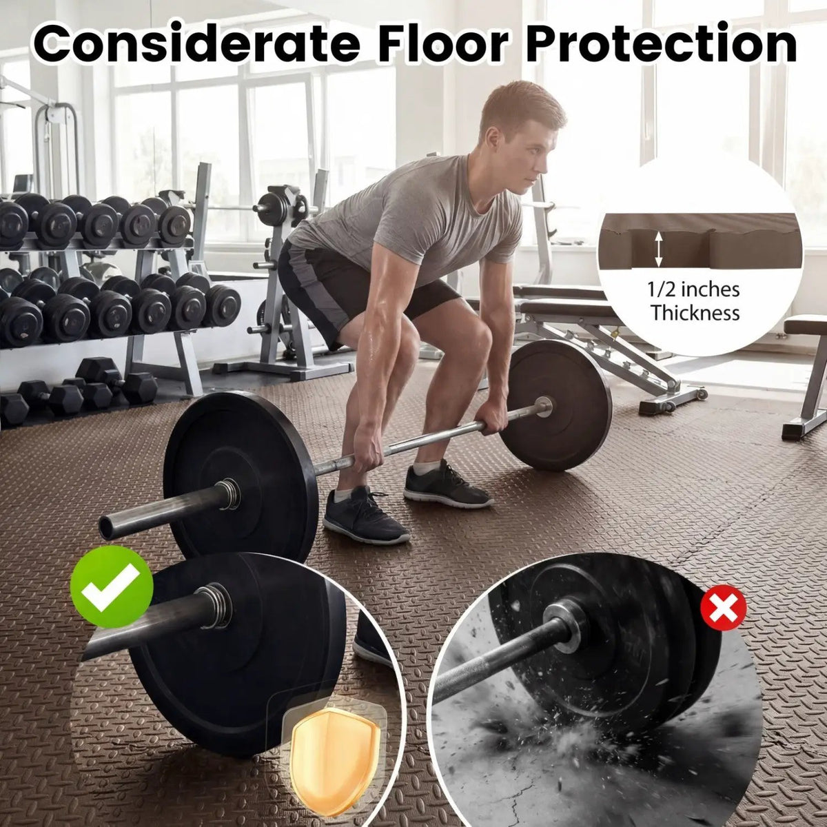 Puzzle Exercise Floor Mats 1/2 Inch Thick - 12 Tiles by DirectDeals