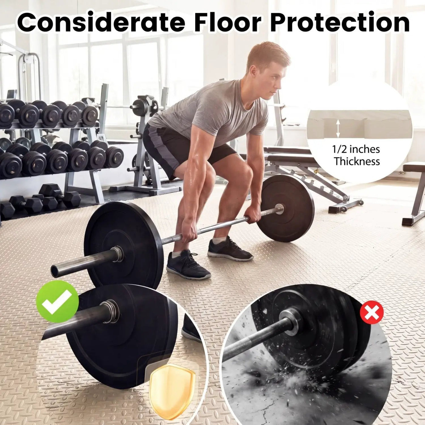 Puzzle Exercise Floor Mats 1/2 Inch Thick - 12 Tiles by DirectDeals