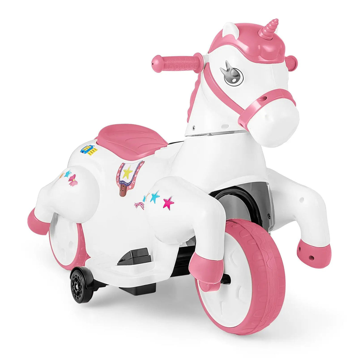 12V Unicorn Ride on Toy with Training Wheels and Horse Riding Mode by DirectDeals