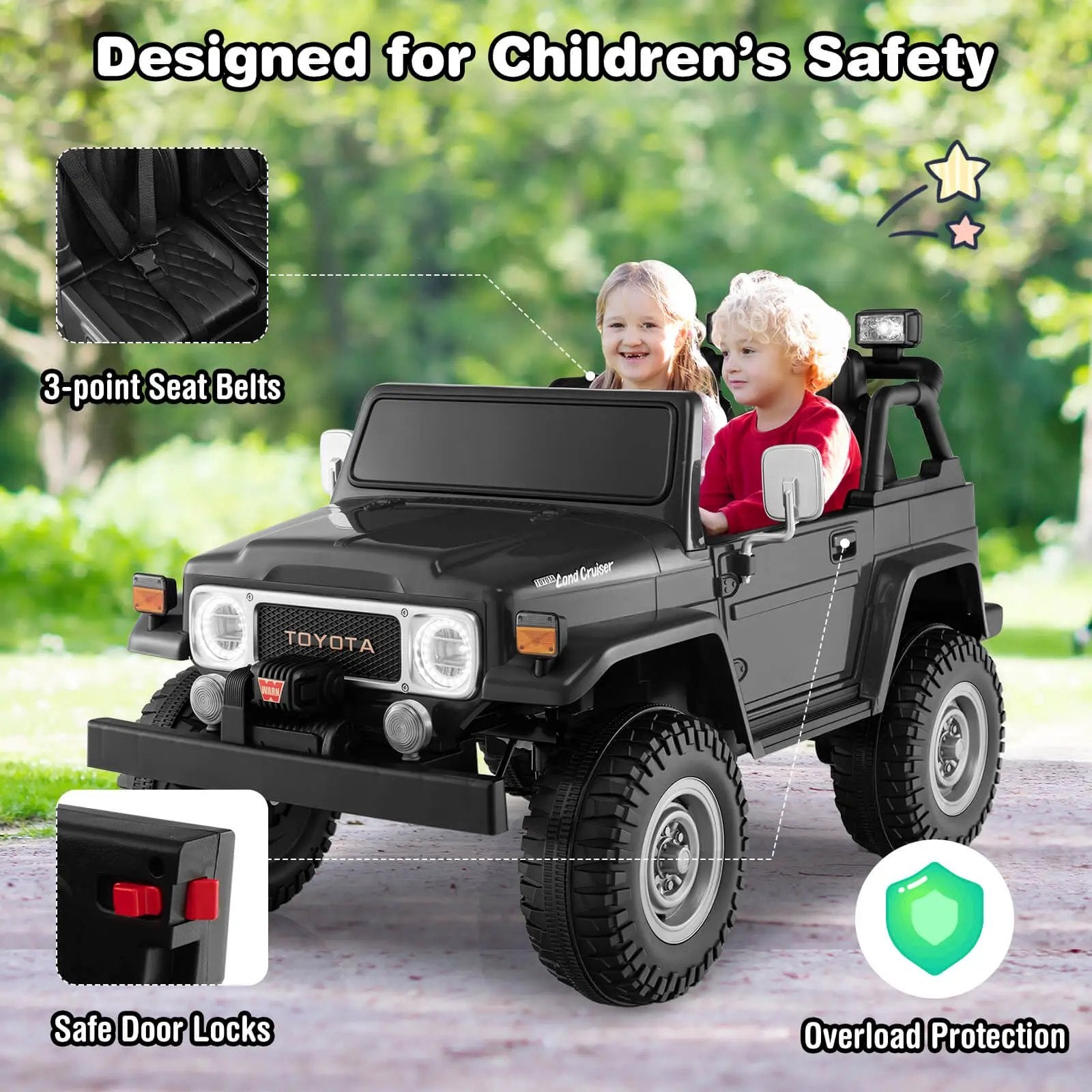 12V 2-Seat Licensed Kids Ride On Toyota FJ40 Car with 2.4G Remote Control by DirectDeals