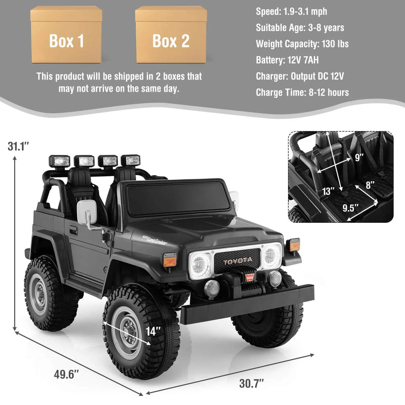 12V 2-Seat Licensed Kids Ride On Toyota FJ40 Car with 2.4G Remote Control by DirectDeals