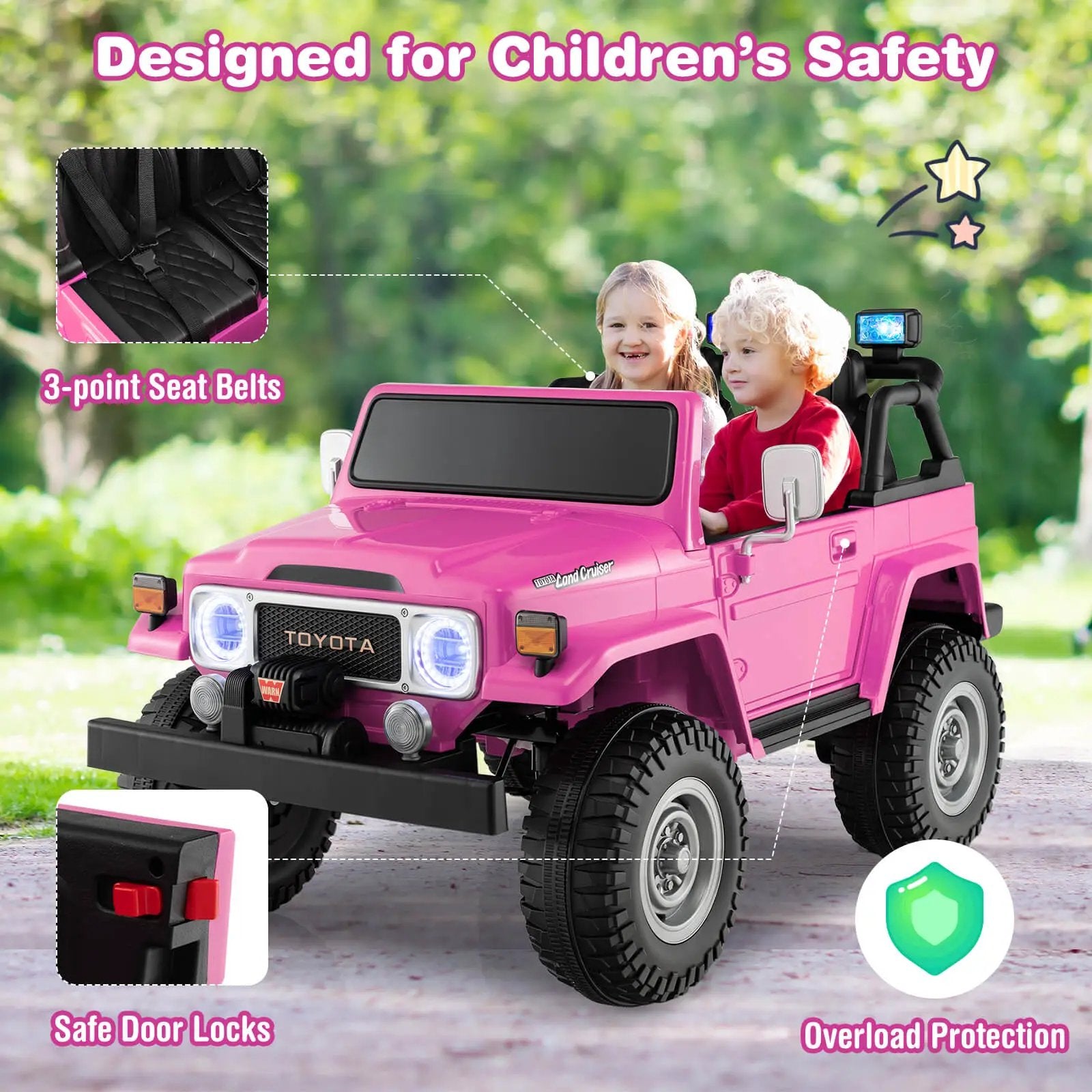 12V 2-Seat Licensed Kids Ride On Toyota FJ40 Car with 2.4G Remote Control by DirectDeals