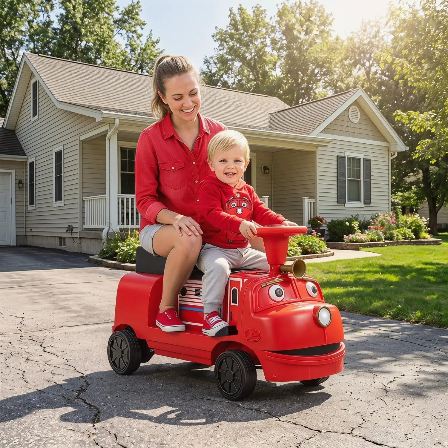12V Kids Ride-On Train with Adjustable Seat & Music by DirectDeals