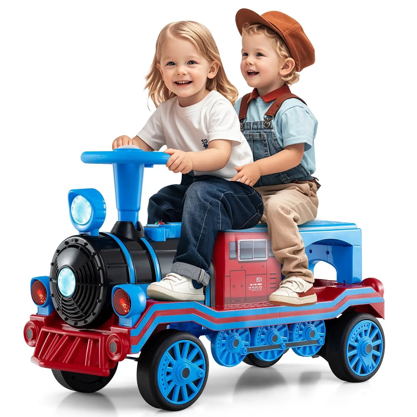 12V 2-Seater Ride on Toy with Train Whistle and Removable Chair by DirectDeals