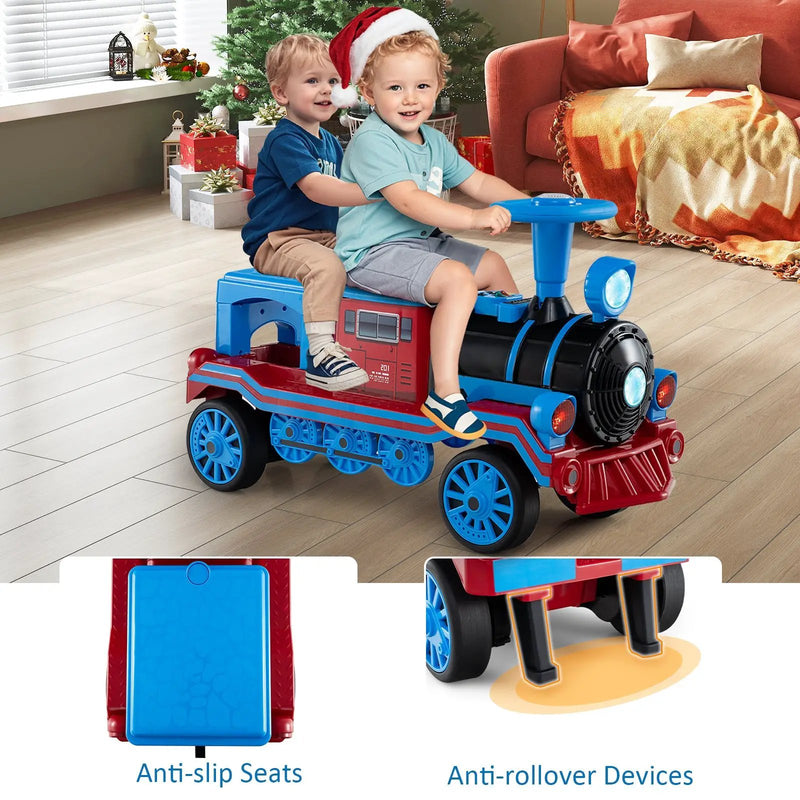 12V 2-Seater Ride on Toy with Train Whistle and Removable Chair by DirectDeals