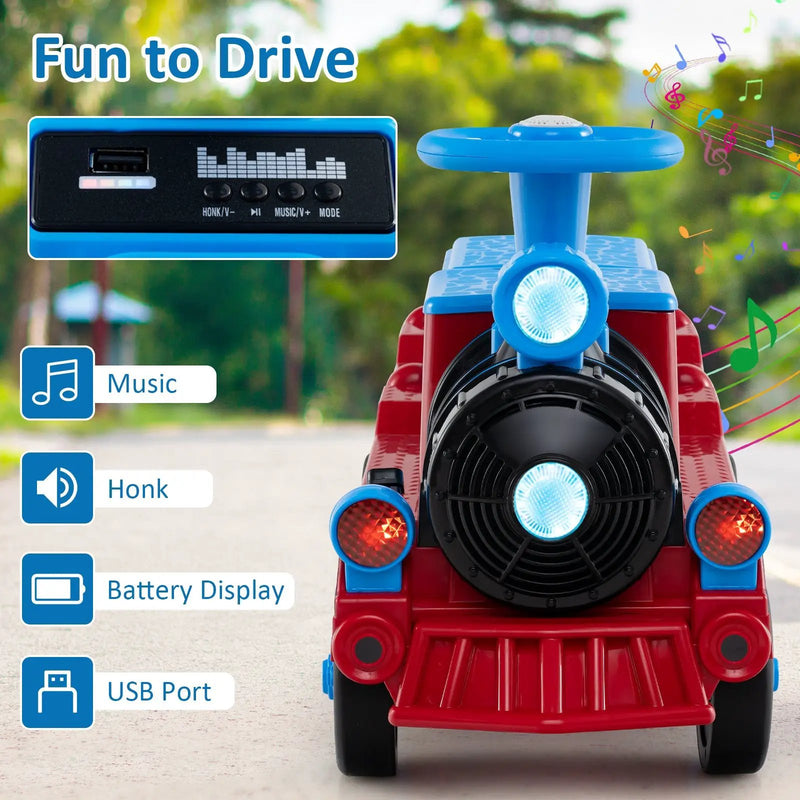 12V 2-Seater Ride on Toy with Train Whistle and Removable Chair by DirectDeals