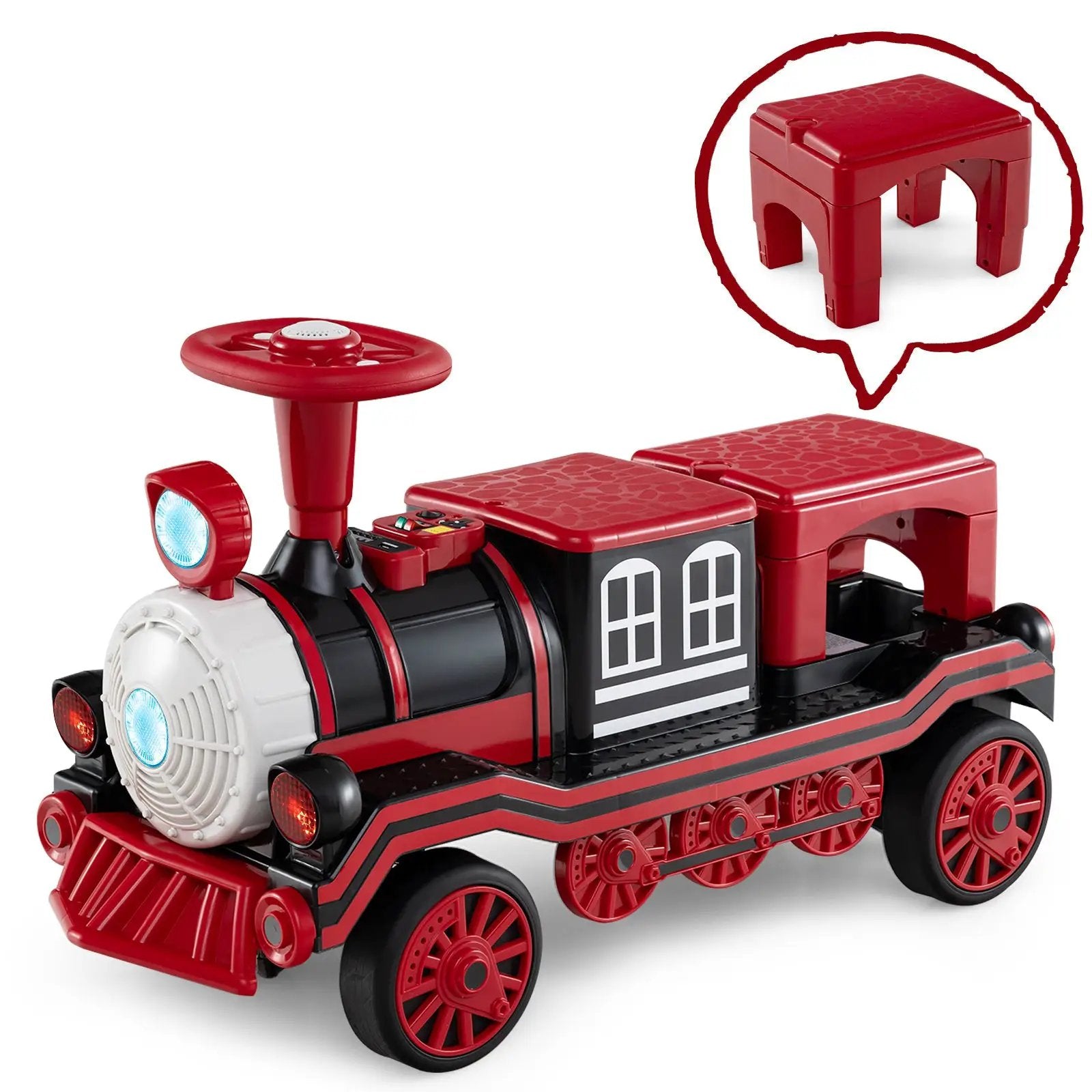 12V 2-Seater Ride on Toy with Train Whistle and Removable Chair by DirectDeals