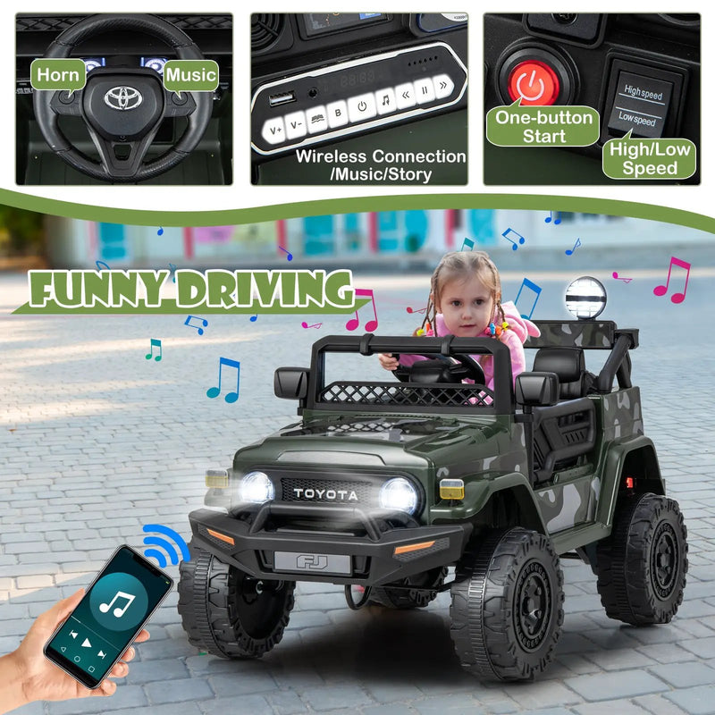 12V 7Ah Licensed Toyota FJ Cruiser Electric Car with Remote Control-Camo by DirectDeals