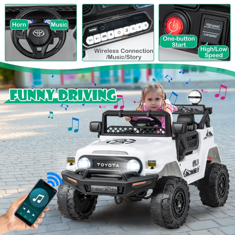 12V 7Ah Licensed Toyota FJ Cruiser Electric Car with Remote Control-White by DirectDeals