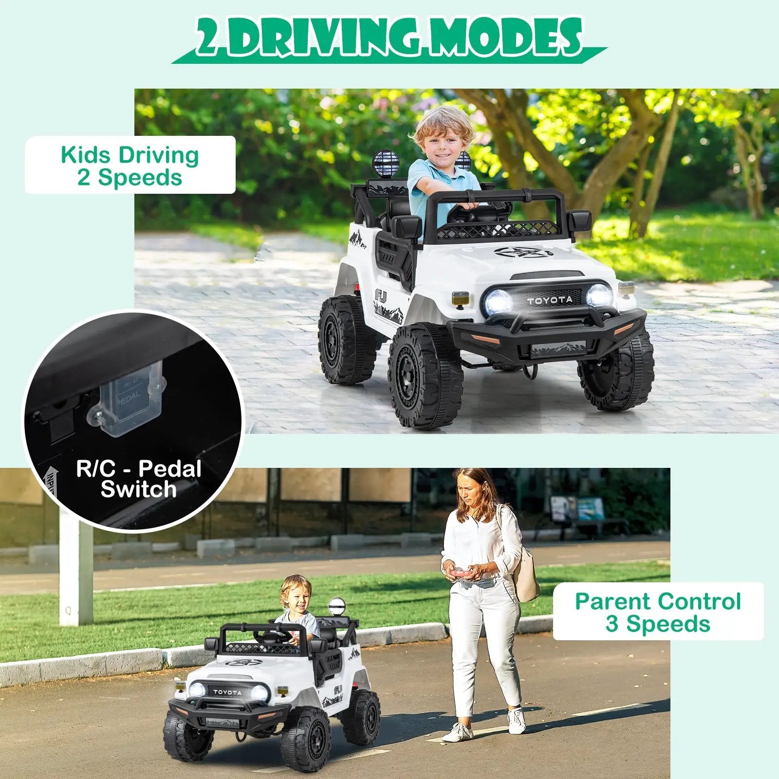 12V 7Ah Licensed Toyota FJ Cruiser Electric Car with Remote Control-White by DirectDeals