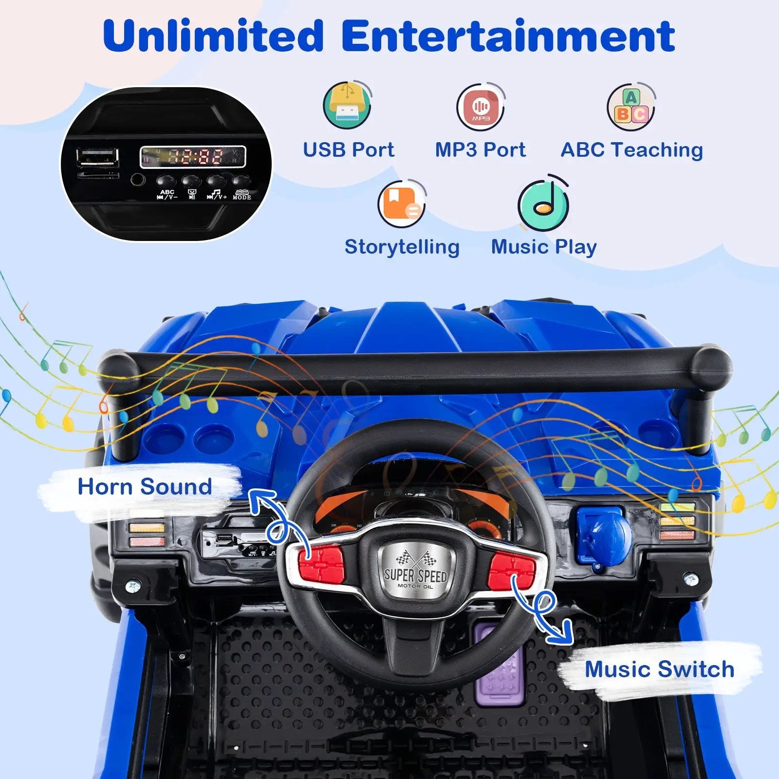 12V Battery Powered Electric Vehicle with Remote Control and 3 Speeds by DirectDeals