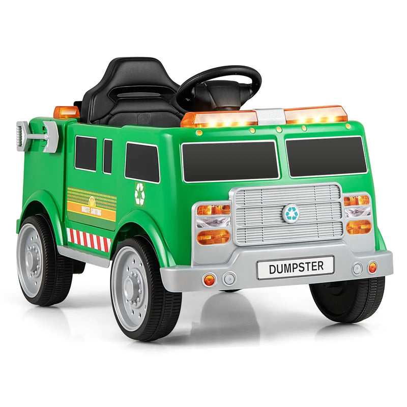 12V Battery Powered Electric Vehicle with Remote Control and Trash Bin-Green by DirectDeals