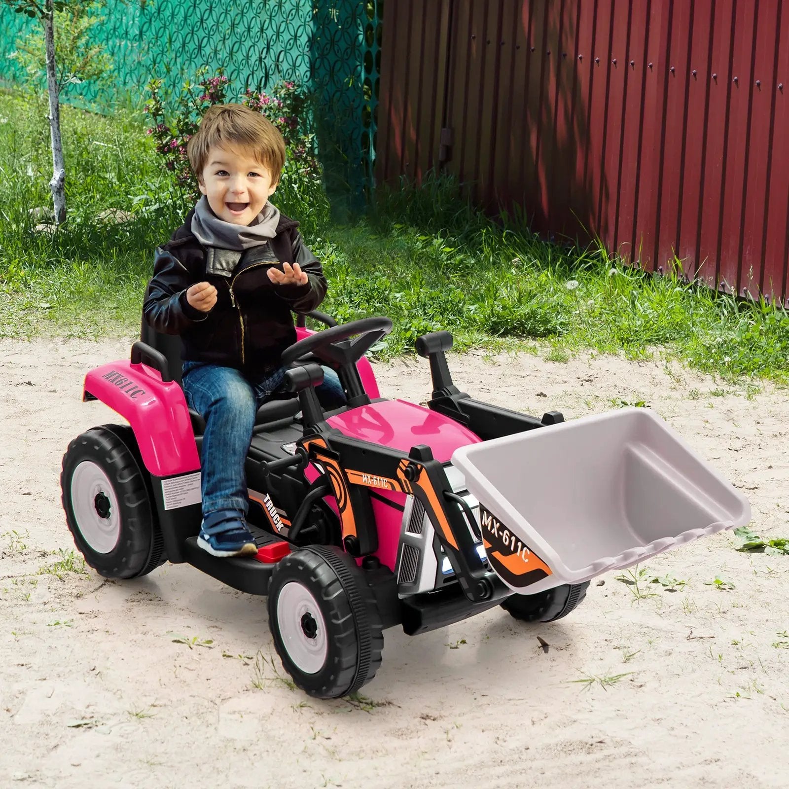 12V Battery Powered Kids Ride on Excavator with Adjustable Arm and Bucket by DirectDeals