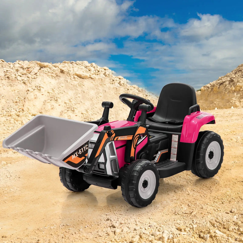 12V Battery Powered Kids Ride on Excavator with Adjustable Arm and Bucket by DirectDeals