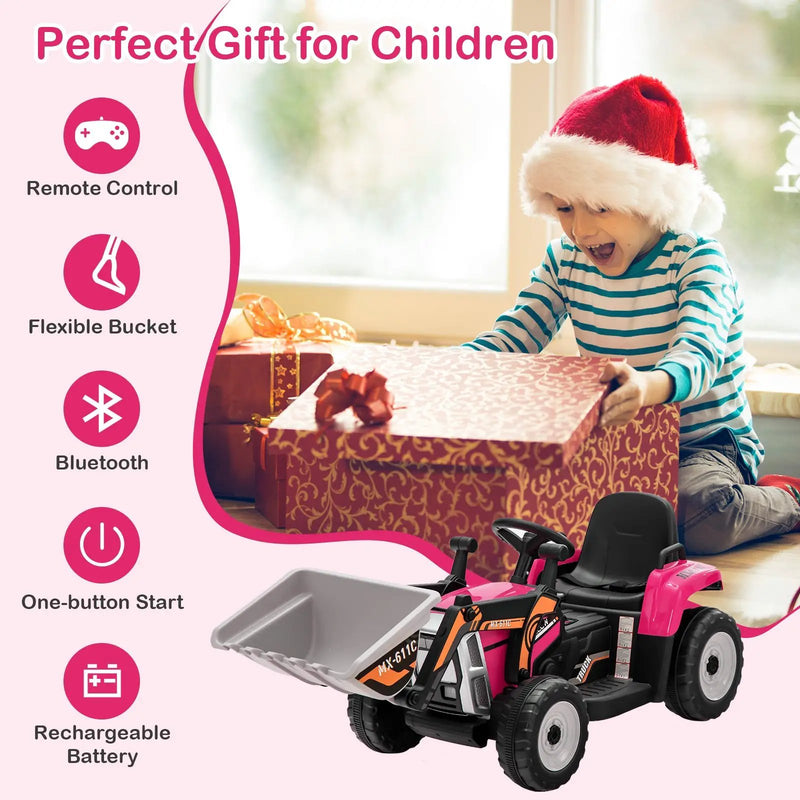 12V Battery Powered Kids Ride on Excavator with Adjustable Arm and Bucket by DirectDeals