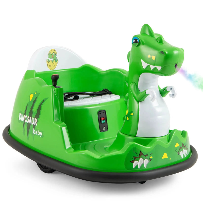 12V Bumper Car with Spray Function and Remote Control for Toddlers Aged 2-5-Green by DirectDeals