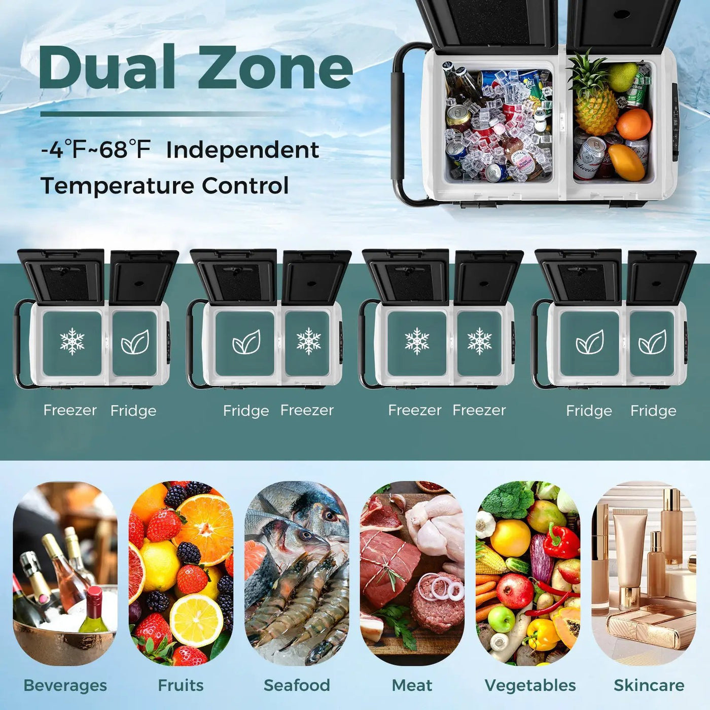 Dual Zone 12V Car Refrigerator for Vehicles Camping Travel Truck RV Boat Outdoor and Home Use by DirectDeals