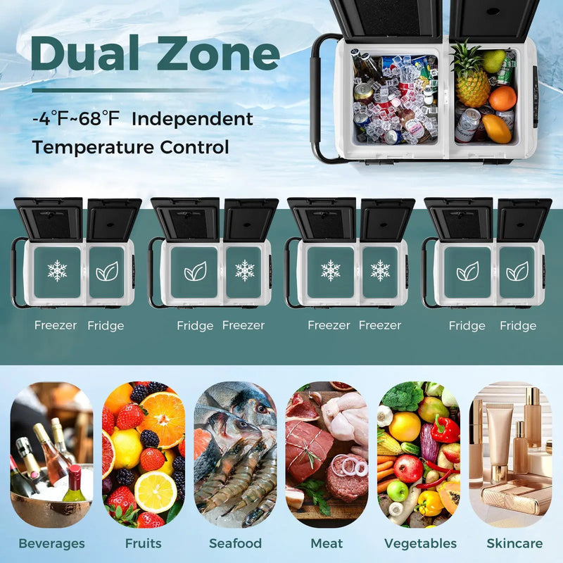 Dual Zone 12V Car Refrigerator for Vehicles Camping Travel Truck RV Boat Outdoor and Home Use by DirectDeals