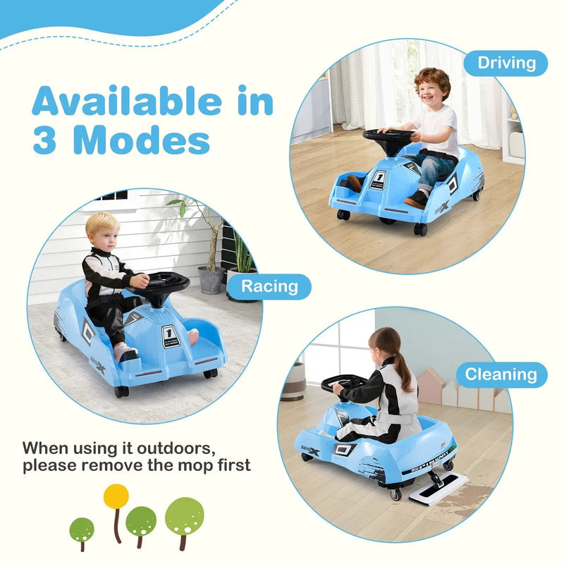 12V Electric Cleaning Go Kart with Detachable Mop and Remote Control by DirectDeals