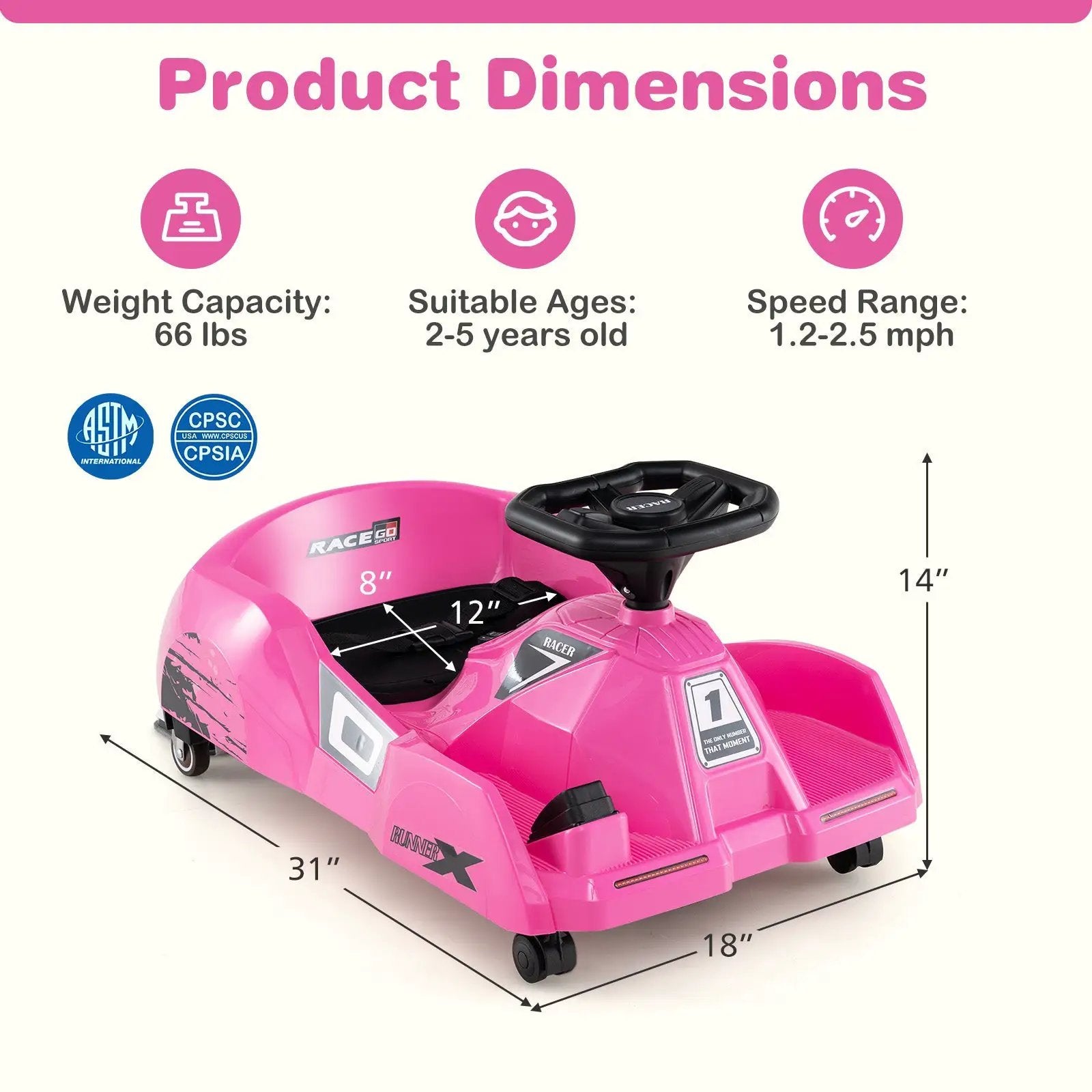 12V Electric Cleaning Go Kart with Detachable Mop and Remote Control by DirectDeals