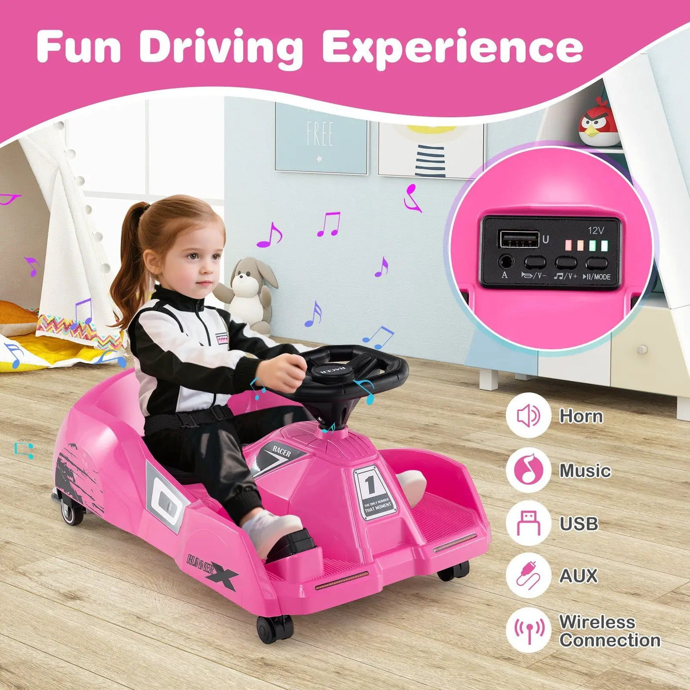 12V Electric Cleaning Go Kart with Detachable Mop and Remote Control by DirectDeals