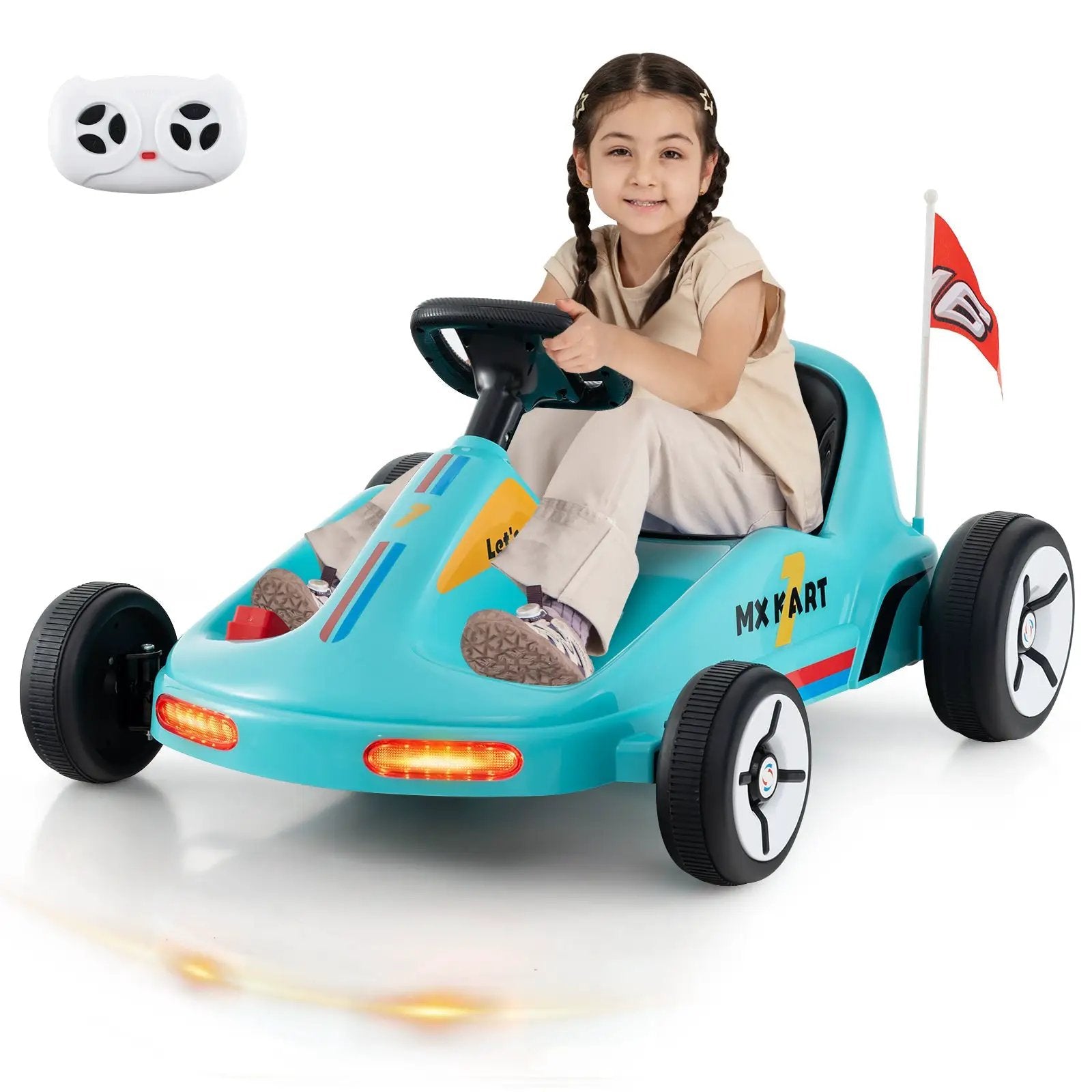 12V Electric Go Kart for Kids Race Toy with Remote Control and Music by DirectDeals