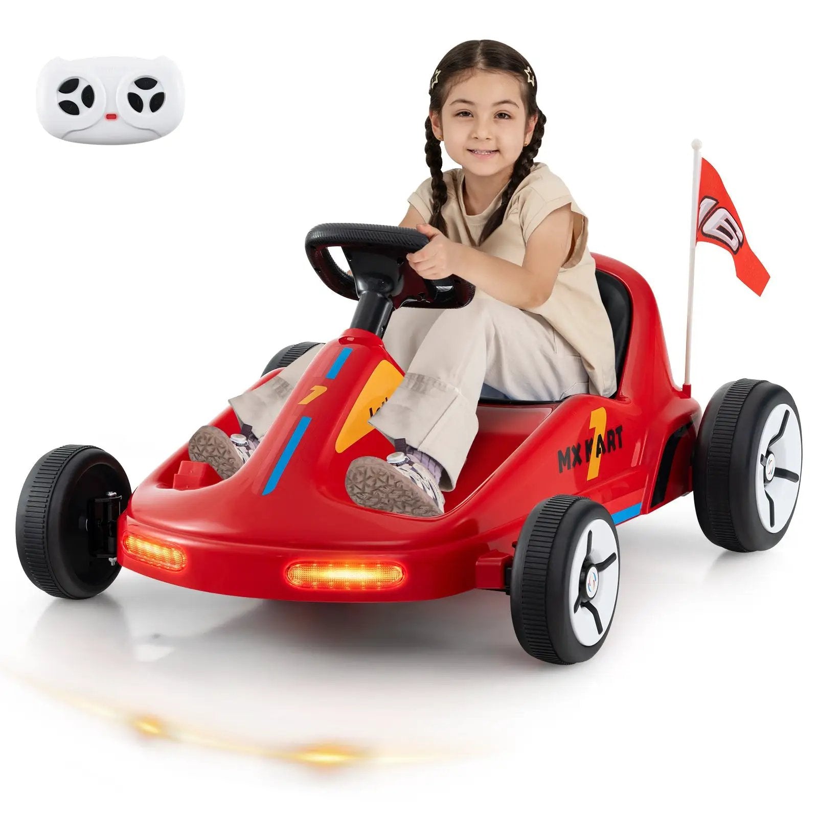 12V Electric Go Kart for Kids Race Toy with Remote Control and Music by DirectDeals