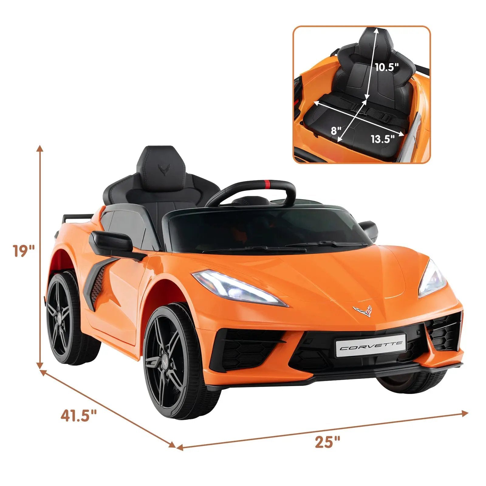 12V Electric Kids Ride On Car Licensed Chevrolet Corvette C8 with Remote Control Ages 3+ Years Old by DirectDeals
