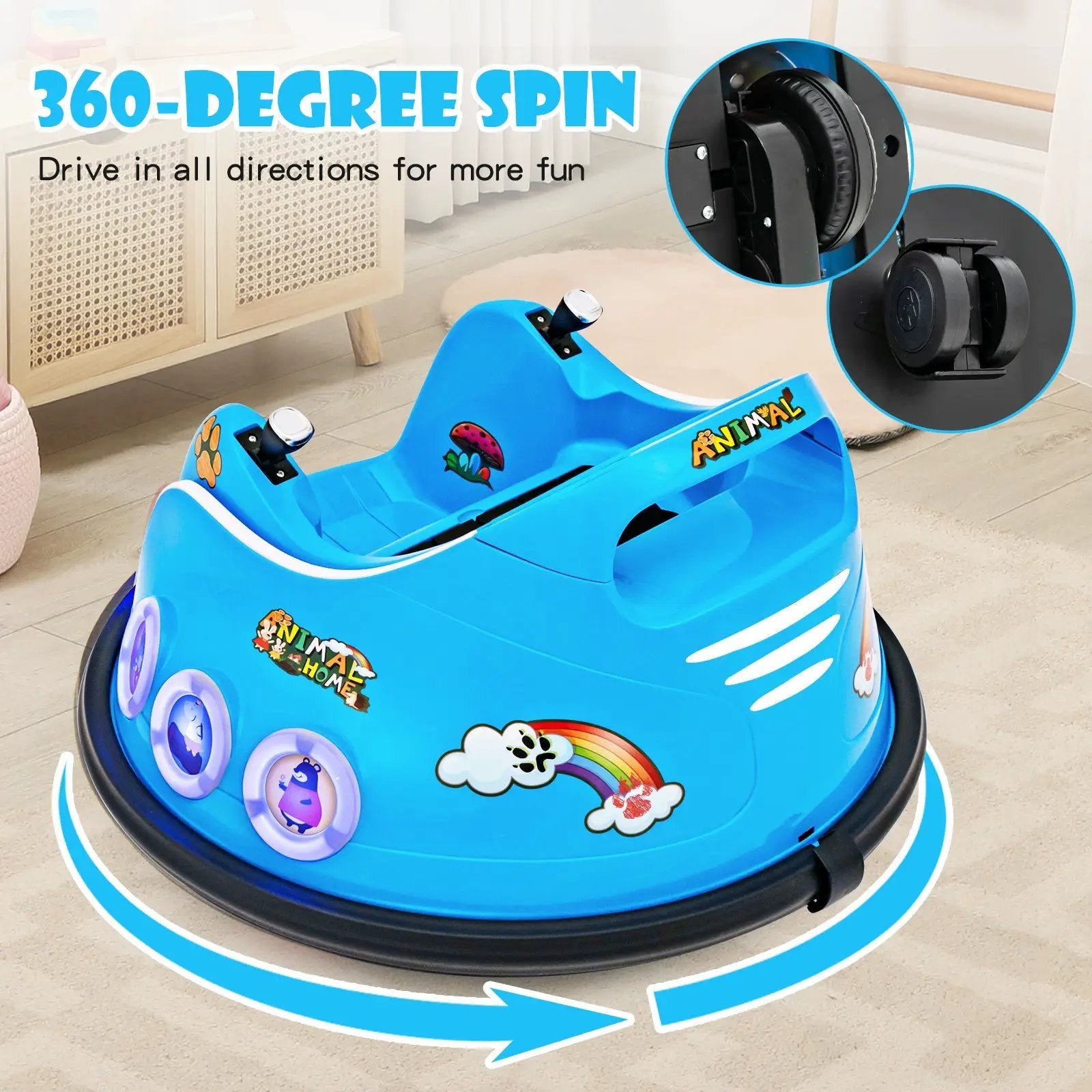 12V Electric Ride On Car with Remote Control and Flashing LED Lights by DirectDeals