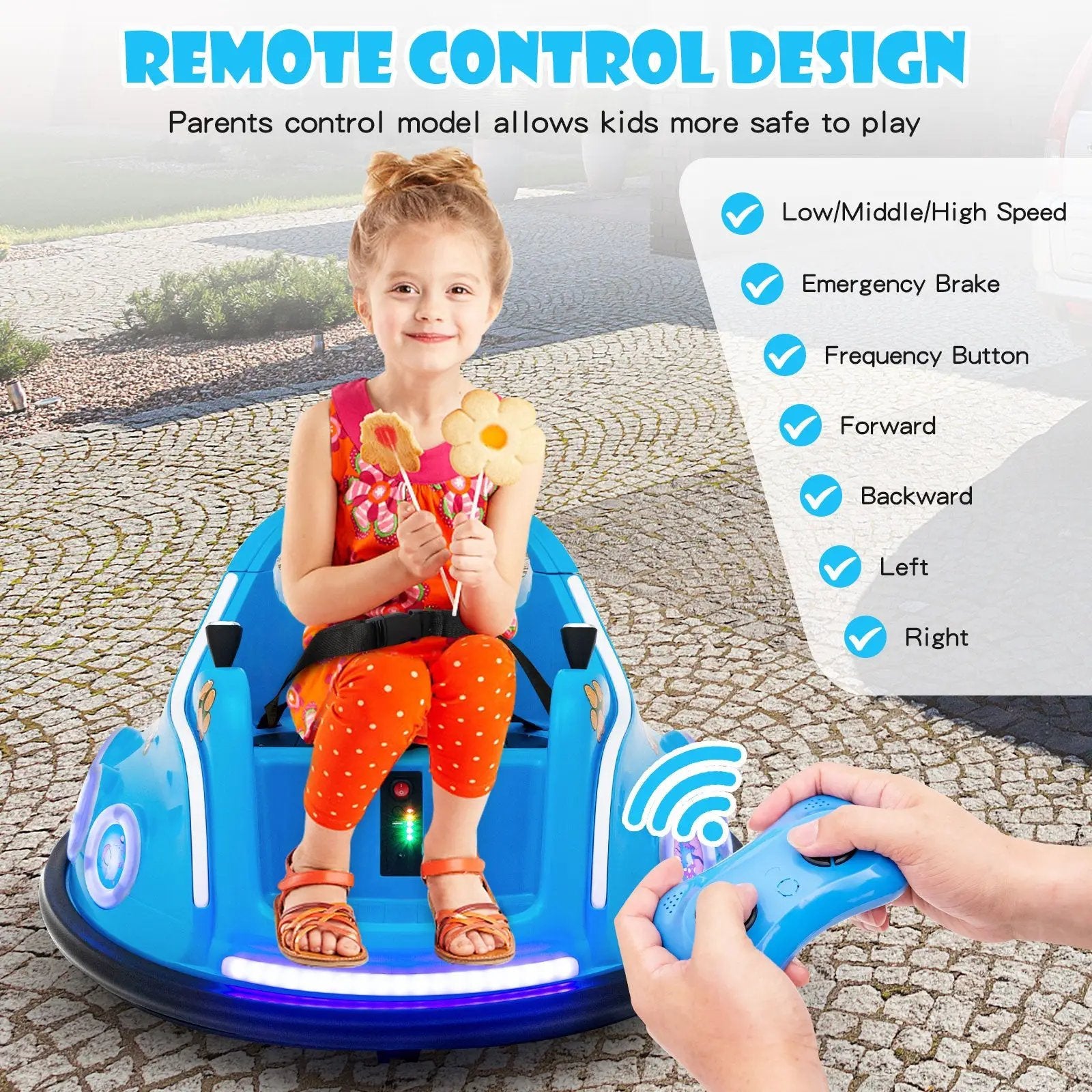 12V Electric Ride On Car with Remote Control and Flashing LED Lights by DirectDeals