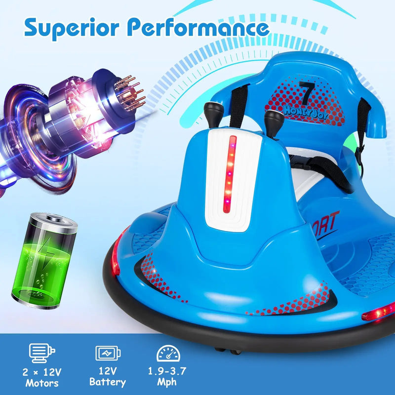 12V Kids Ride On Bumper Car with Remote Control Lights and Music by DirectDeals