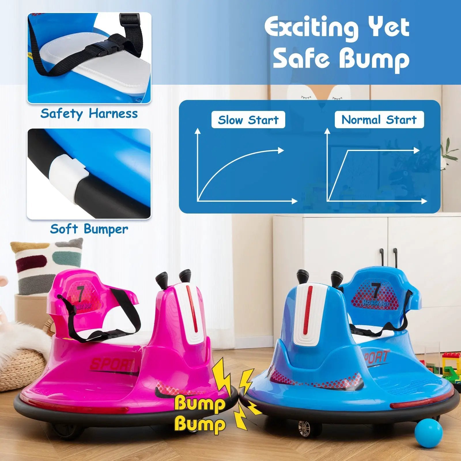 12V Kids Ride On Bumper Car with Remote Control Lights and Music by DirectDeals