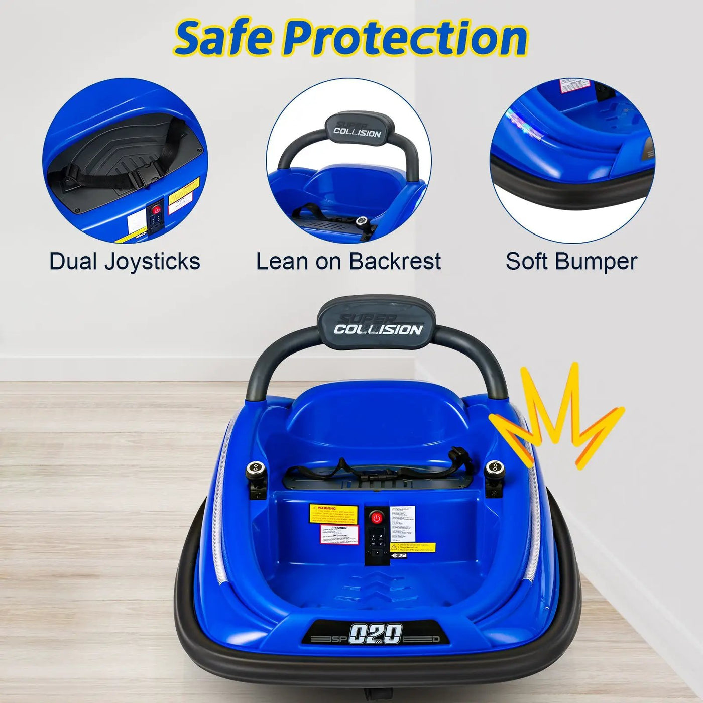 12V Kids Bumper Car Ride on Toy with Remote Control and 360 Degree Spin Rotation by DirectDeals