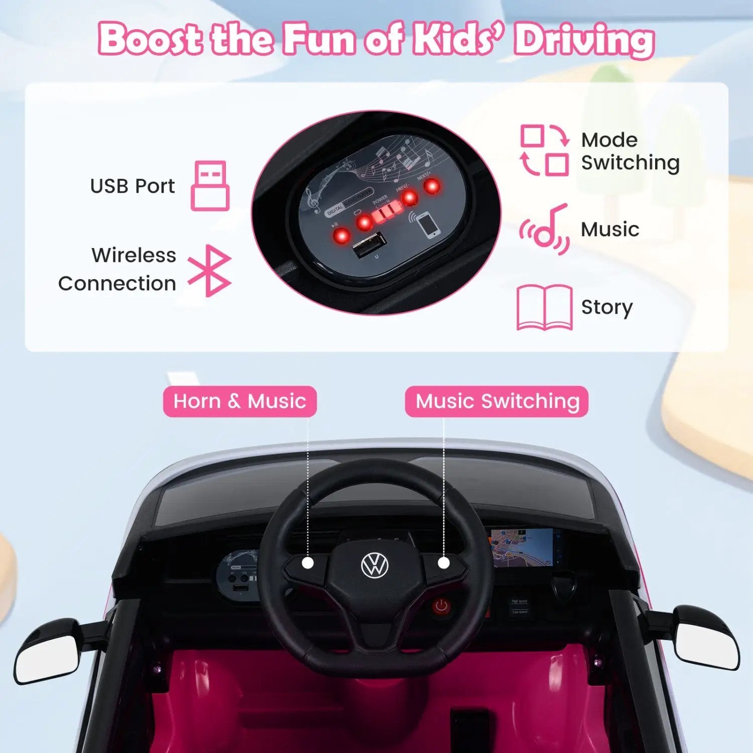 12V Electric Ride-On VW Bus with Remote Control & Music by DirectDeals