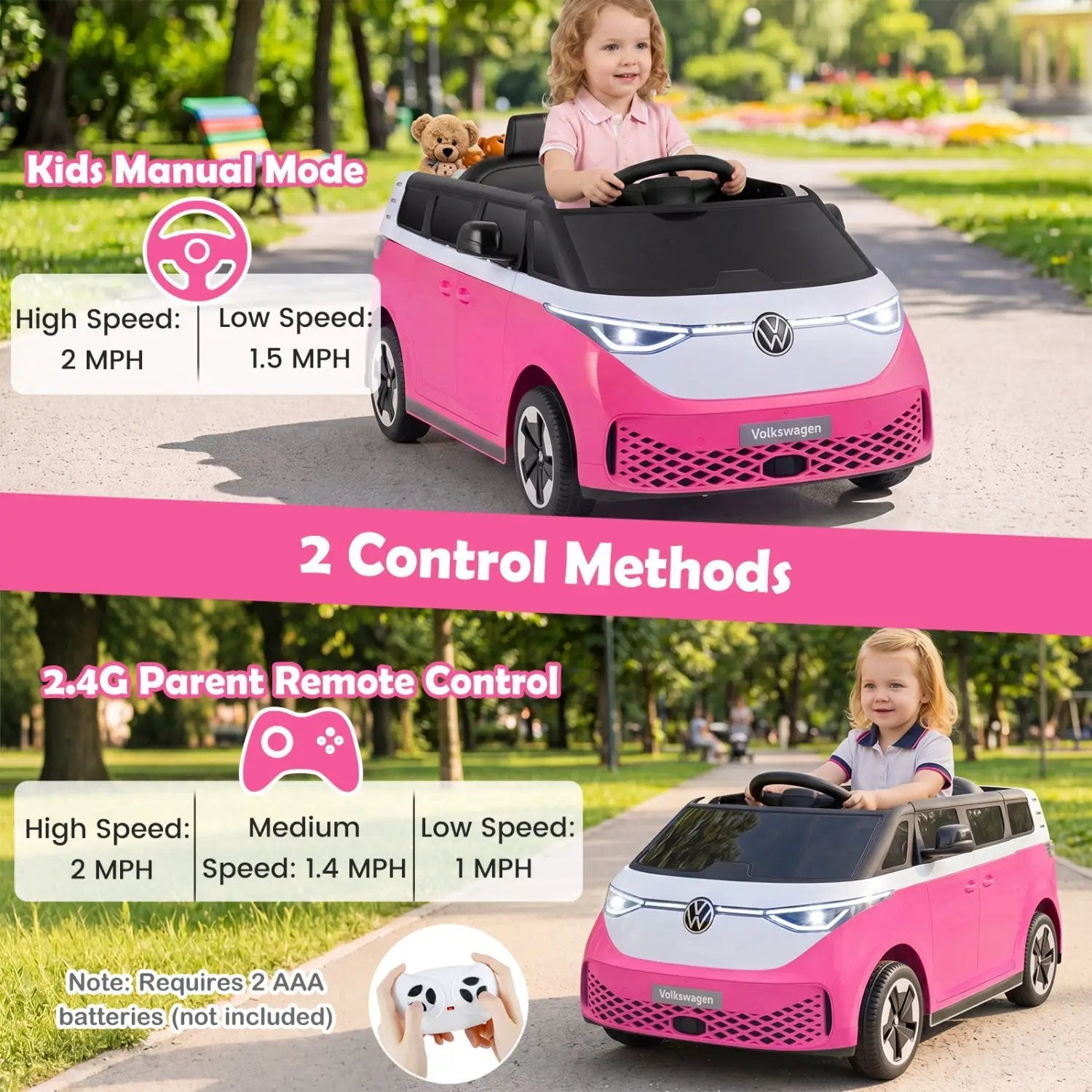 12V Electric Ride-On VW Bus with Remote Control & Music by DirectDeals
