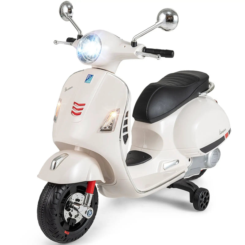 12V Kids Electric Motorcycle Licensed VESPA with Music and Training Wheels by DirectDeals