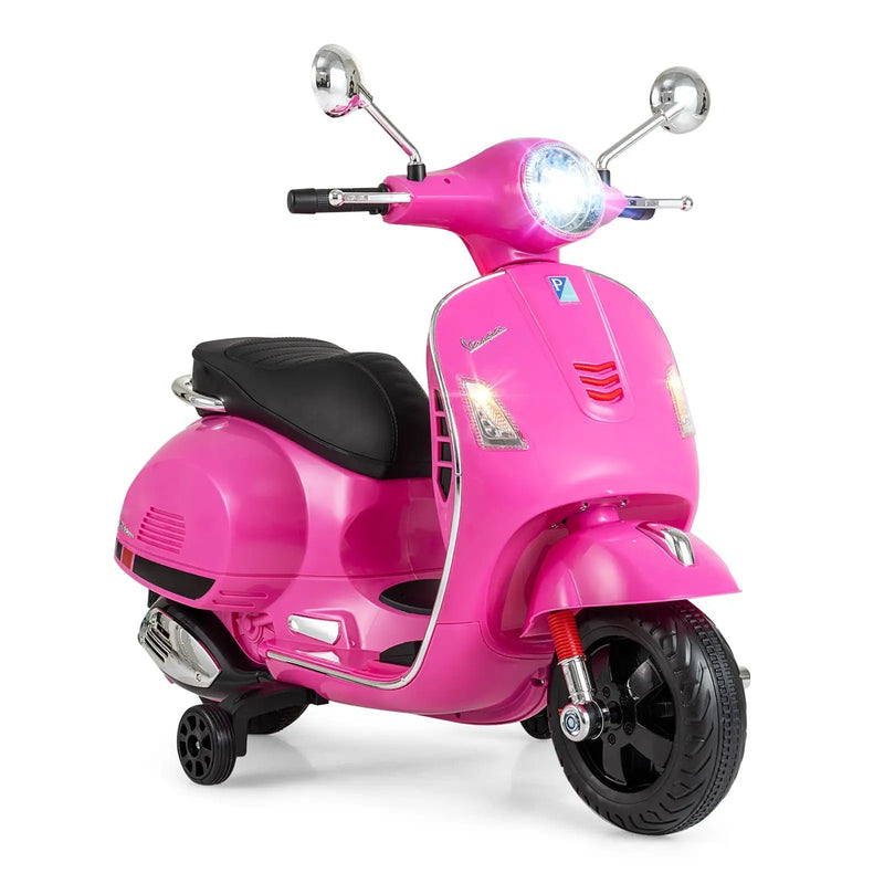12V Kids Electric Motorcycle Licensed VESPA with Music and Training Wheels by DirectDeals
